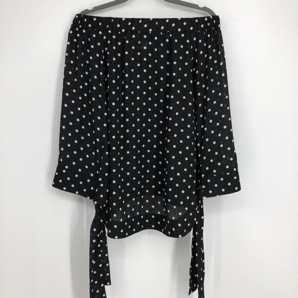One Teaspoon Women's Black Bonnie Ace Polka Dot Off-the-shoulder Top Size XS - Picture 4 of 16